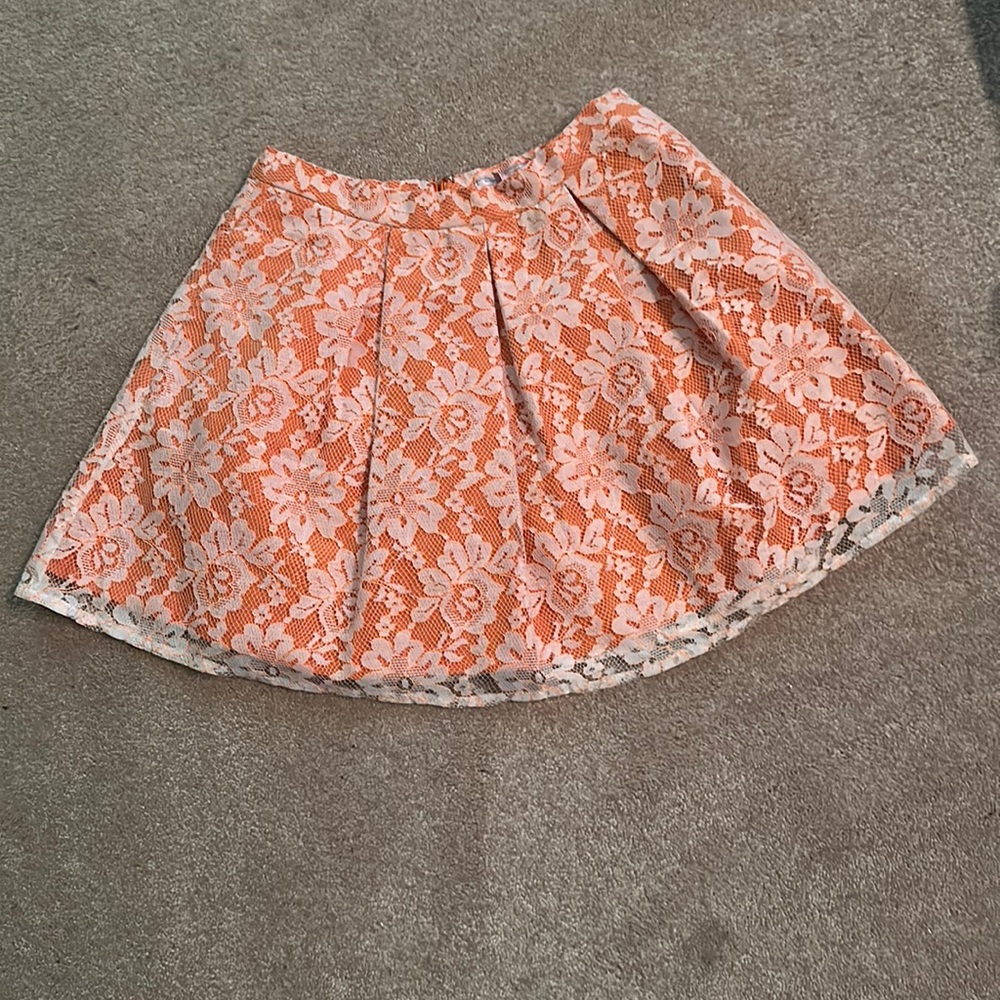 Romeo & Juliet Small Orange & White Laced Mini Skirt New with Tag